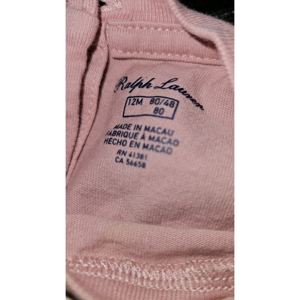 Polo Ralph‎ Lauren Polo Bear Graphic Pink T-shirt Toddler Girls Size 12M - Picture 3 of 6